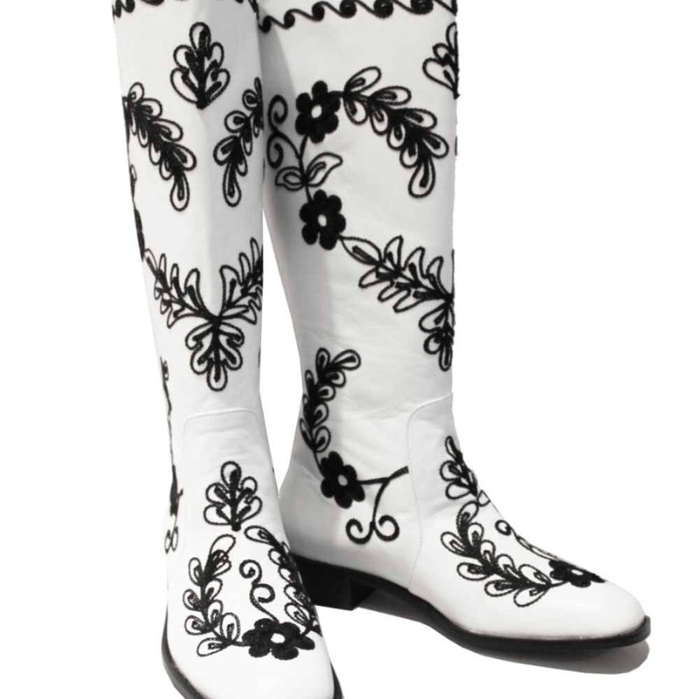 Genuine Leather Embroidered Custom Boots